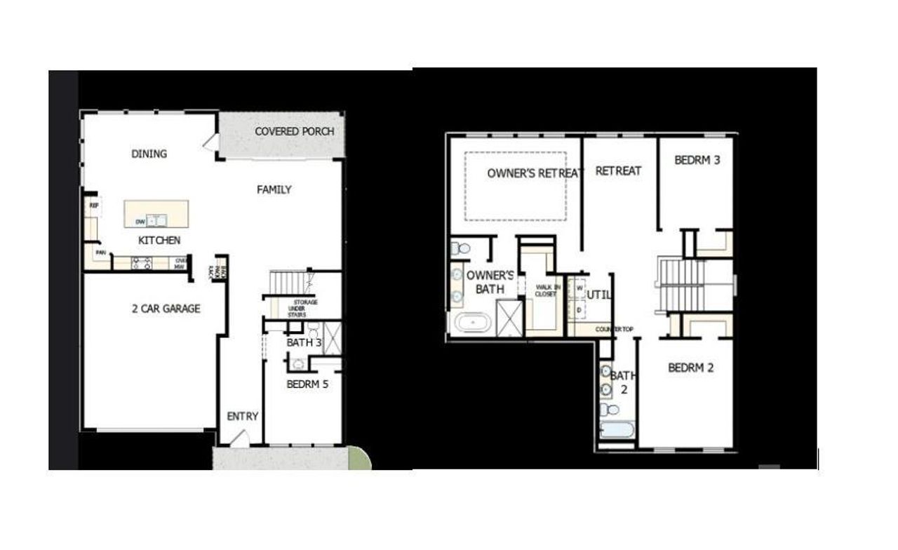2D floor plan layout of this home in The River District – Excursion Collection, Charlotte, NC (Image 2).