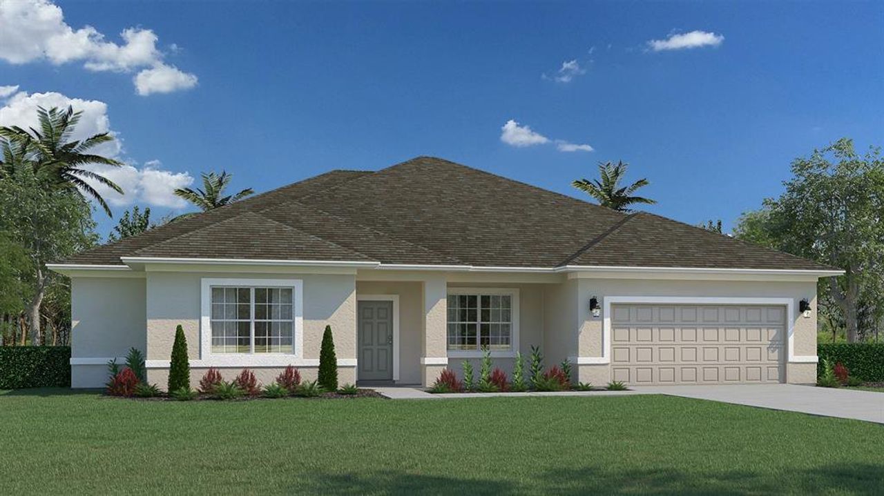 Front exterior of a new home in Pine Ridge, Beverly Hills, FL, highlighting curb appeal (Image 2). Front exterior of a new home in Pine Ridge, Beverly Hills, FL, highlighting curb appeal (Image 2).