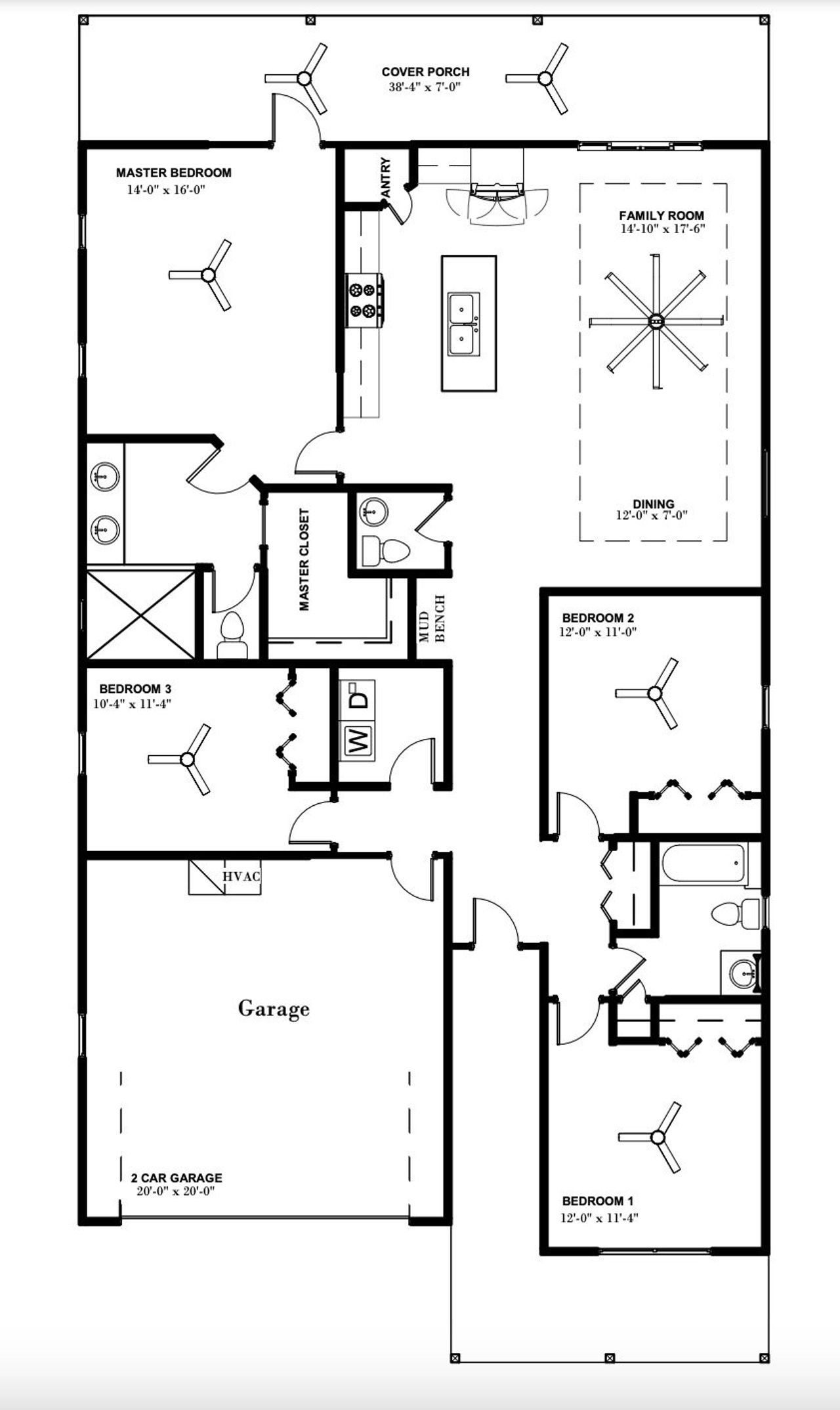 2D floor plan layout for the Hayleigh by Weseman Homes & Renovations in Grand Oaks, Gainesville, FL (Image 2).