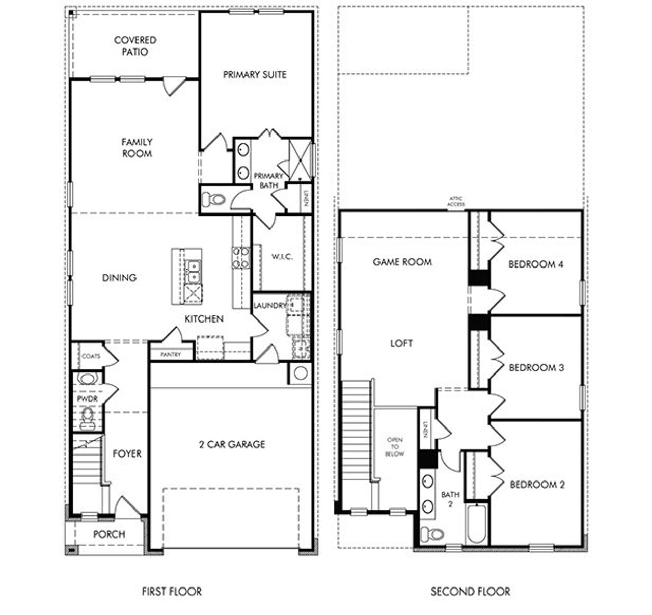 2D floor plan layout of this home in Pfennig Place, Pflugerville, TX (Image 2).