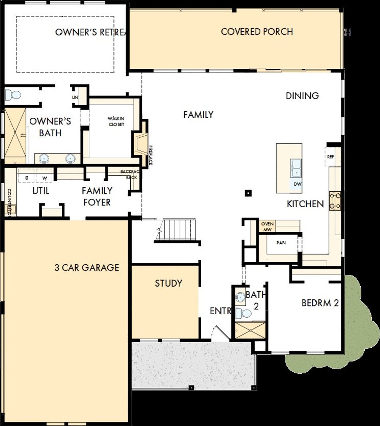 2D floor plan layout of this home in Flatiron Forest, Pittsboro, NC (Image 2).
