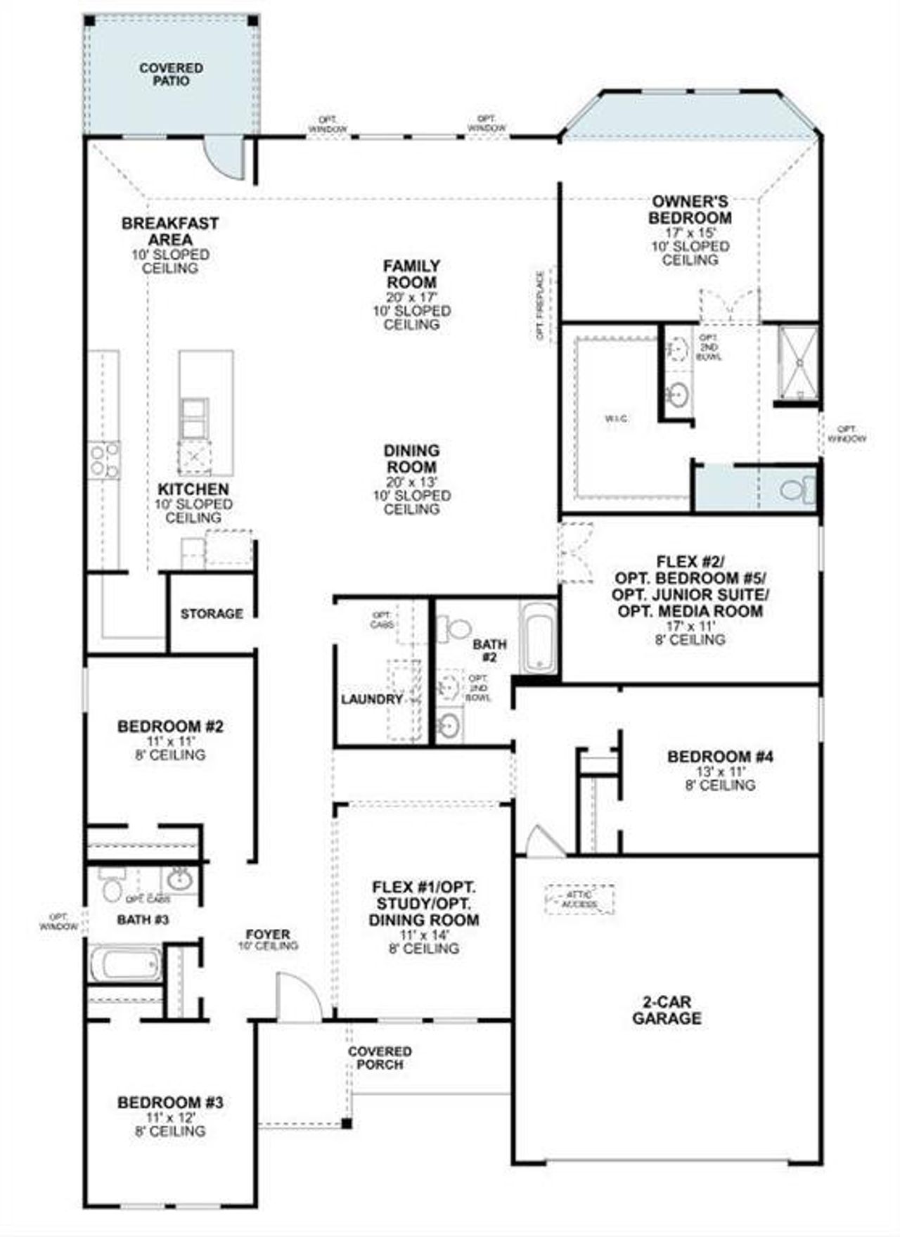 2D floor plan layout of this home in Kings Way, Denton, TX (Image 2).