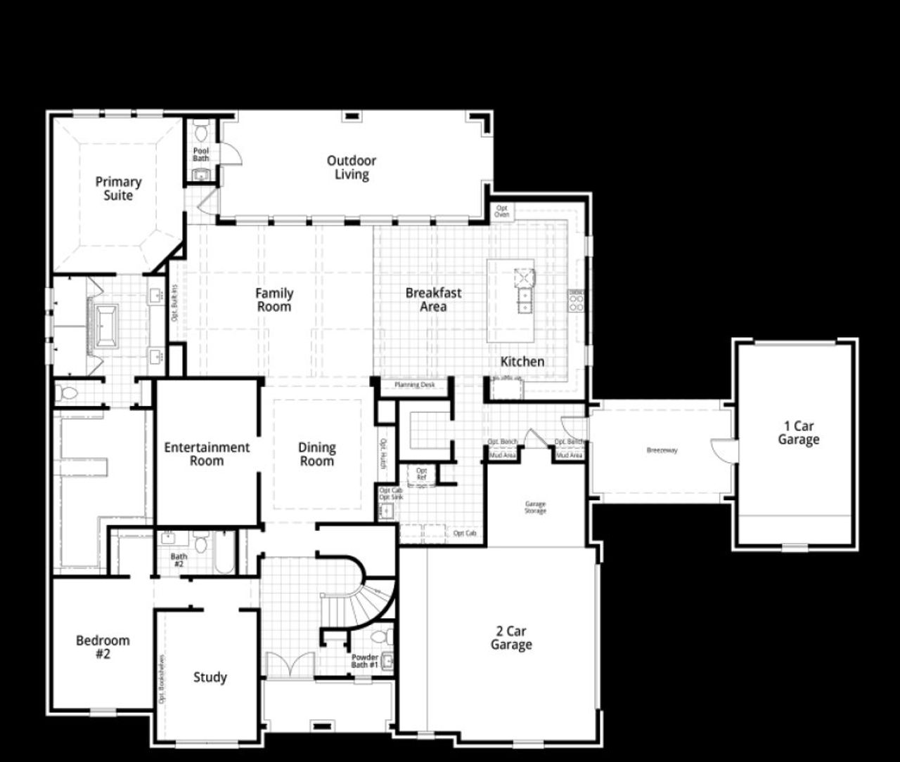 2D floor plan layout for the RavennaGR by Highland Homes in Estates at Bristol Valley, Heath, TX (Image 2).