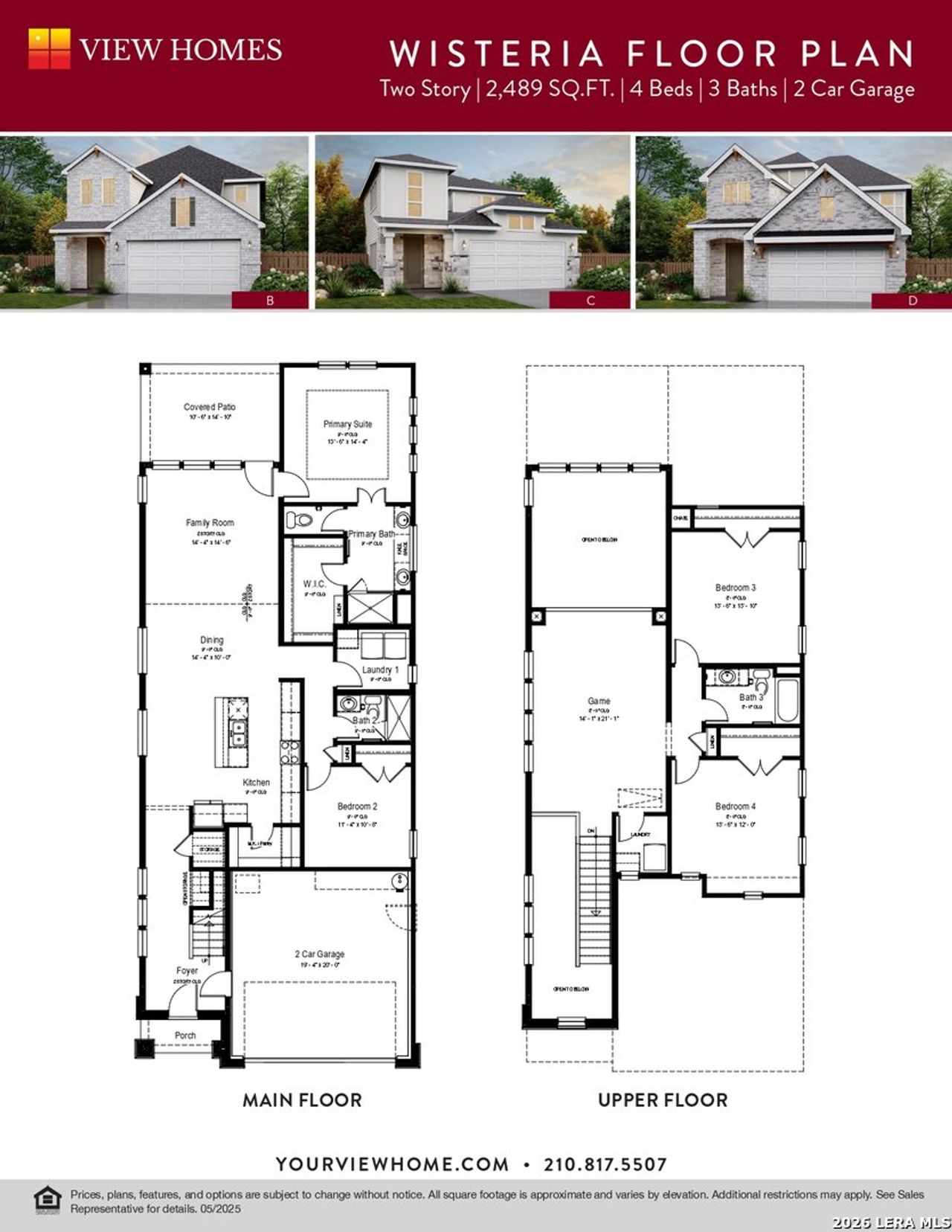 2D floor plan layout of this home in Fairway Crossing, San Antonio, TX (Image 2).