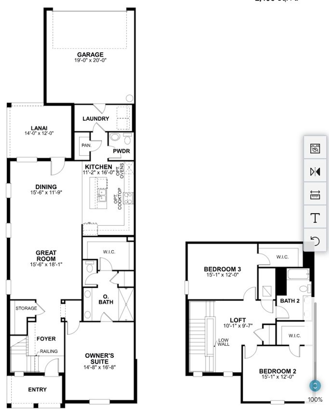 2D floor plan layout for the Annapolis by M/I Homes in Townhomes at SeaFlower, Bradenton, FL (Image 2).