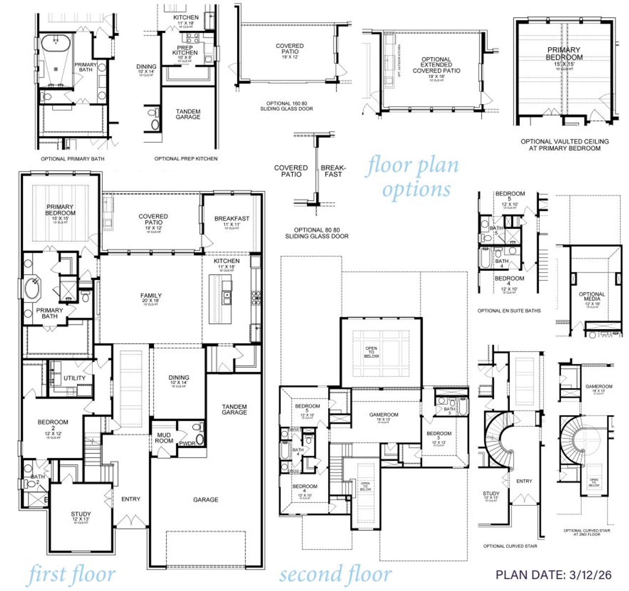 2D floor plan layout for the Sweetwater 3967 by J. Patrick Homes in The George, Richmond, TX (Image 2).