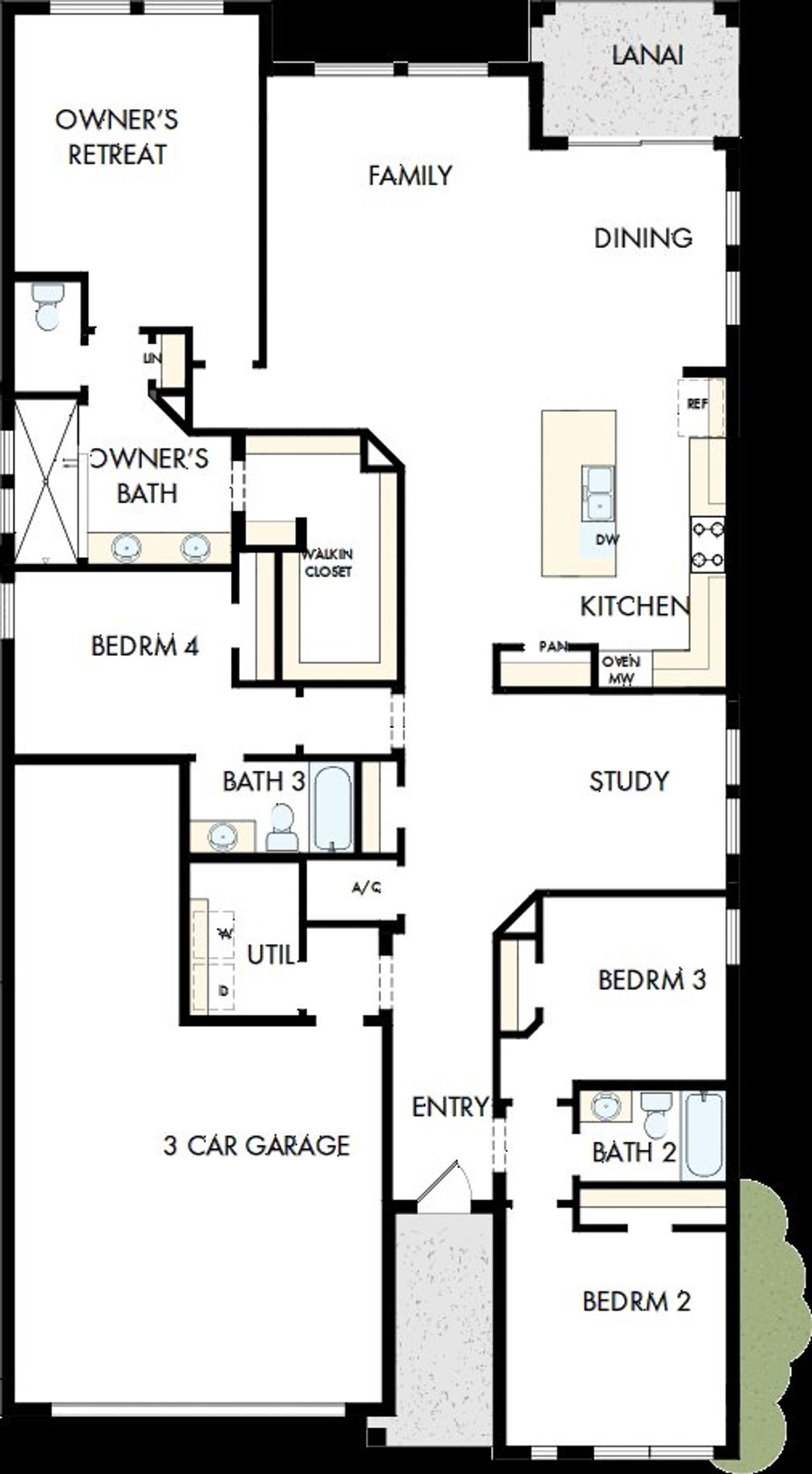 2D floor plan layout of this home in Waterset Classic Series, Apollo Beach, FL (Image 2).