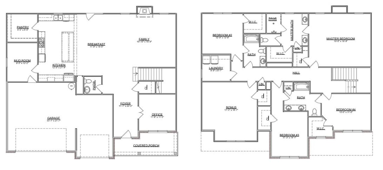 2D floor plan layout for the The Baymont by Smithbilt Homes in Manor in The Foothills, Maryville, TN (Image 2).