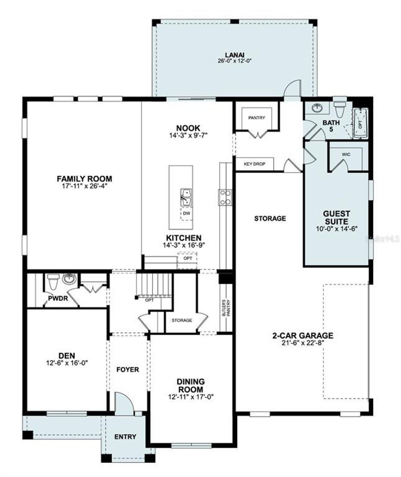 2D floor plan layout of this home in Hawk's Overlook, Oviedo, FL (Image 2).