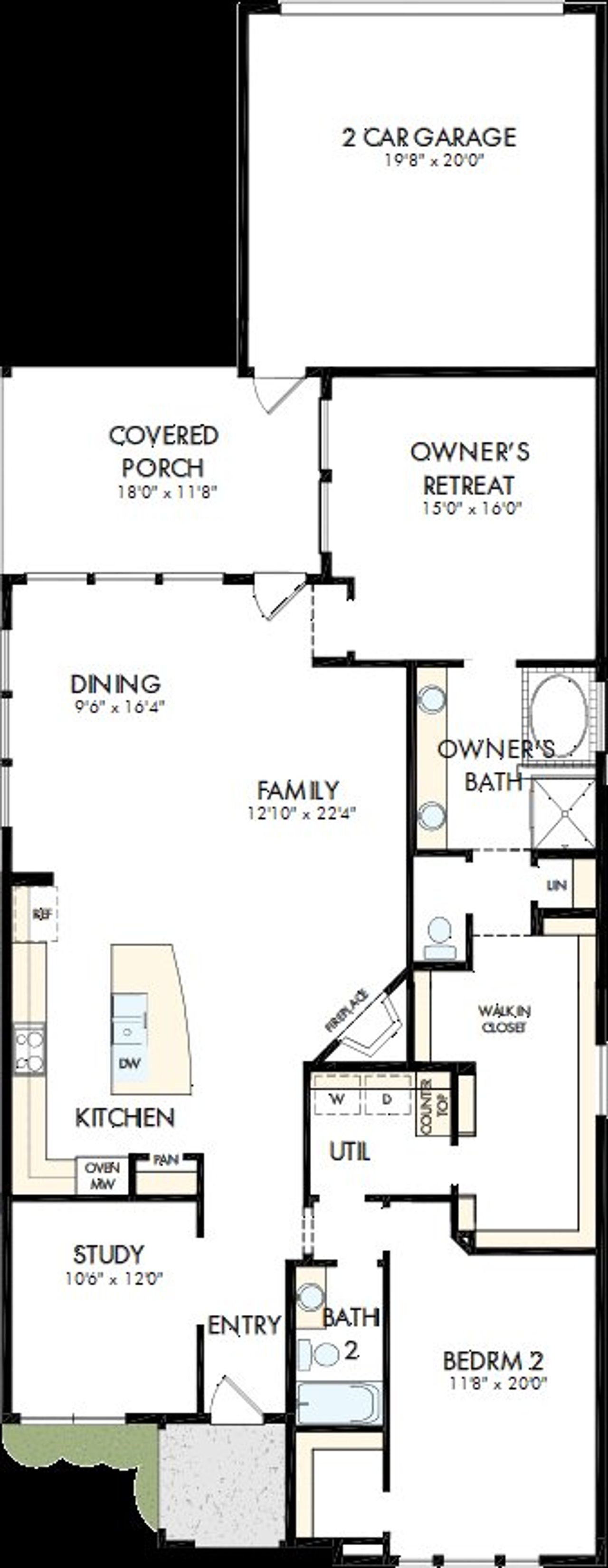 2D floor plan layout of this home in Elements at Viridian - Signature Series, Arlington, TX (Image 2).