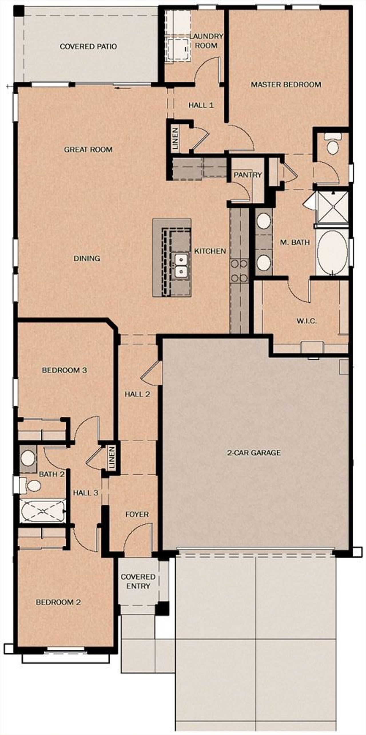 2D floor plan layout of this home in Calistoga at Enclave, Litchfield Park, AZ (Image 2).