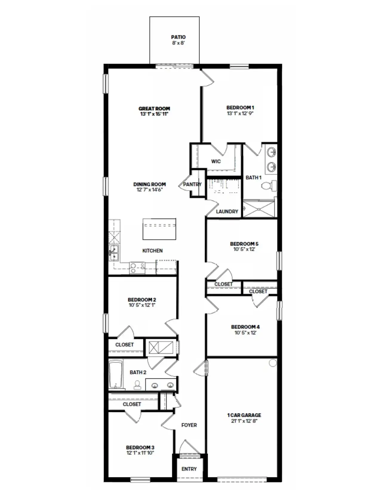 2D floor plan layout of this home in Brighton Park, Hudson, FL (Image 2).