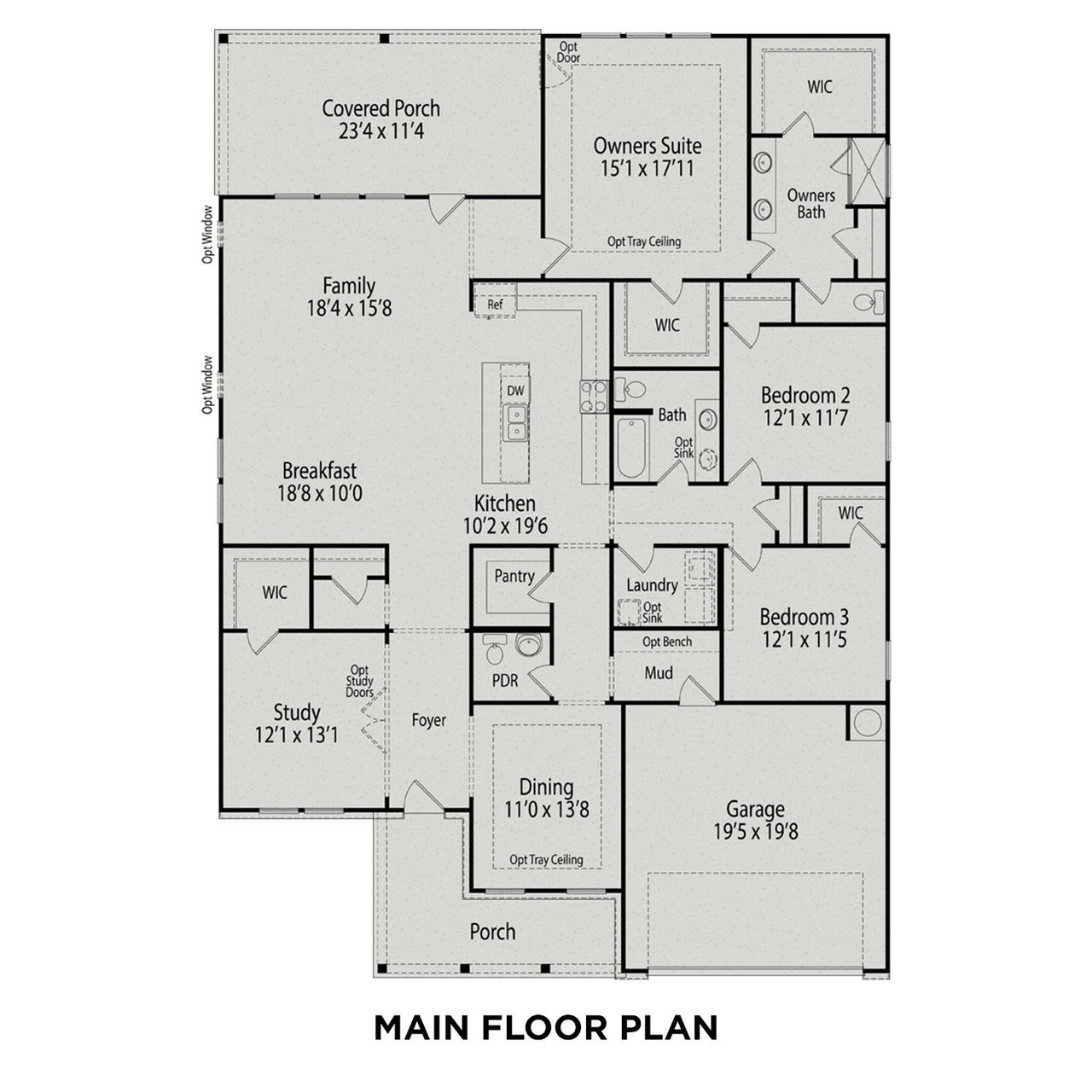 2D floor plan layout for the The Magnolia A by Davidson Homes LLC in Wendell Ridge, Wendell, NC (Image 2).