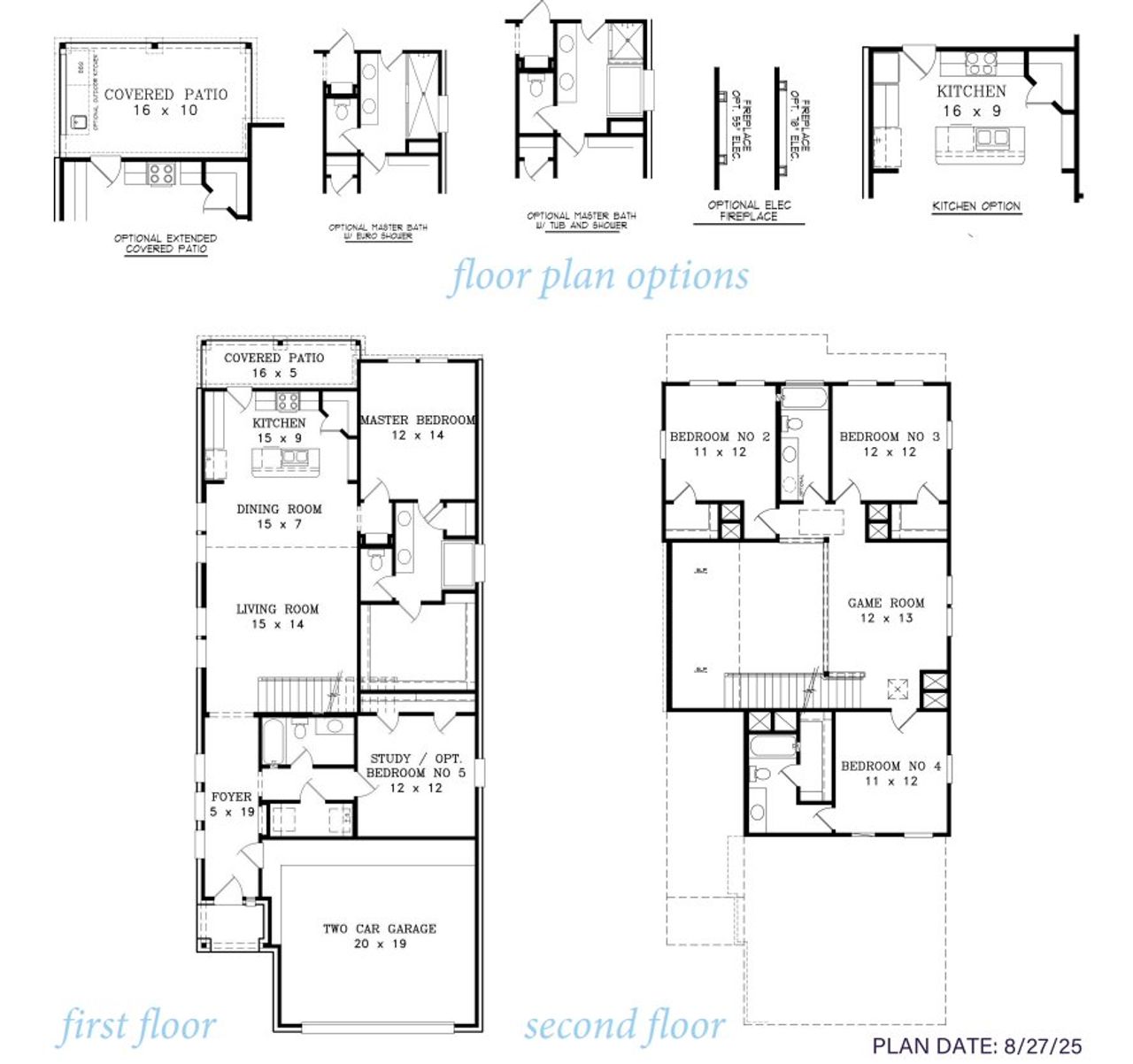 2D floor plan layout for the Summerfield 2492 by J. Patrick Homes in Grange 40' Homesites, Katy, TX (Image 2).