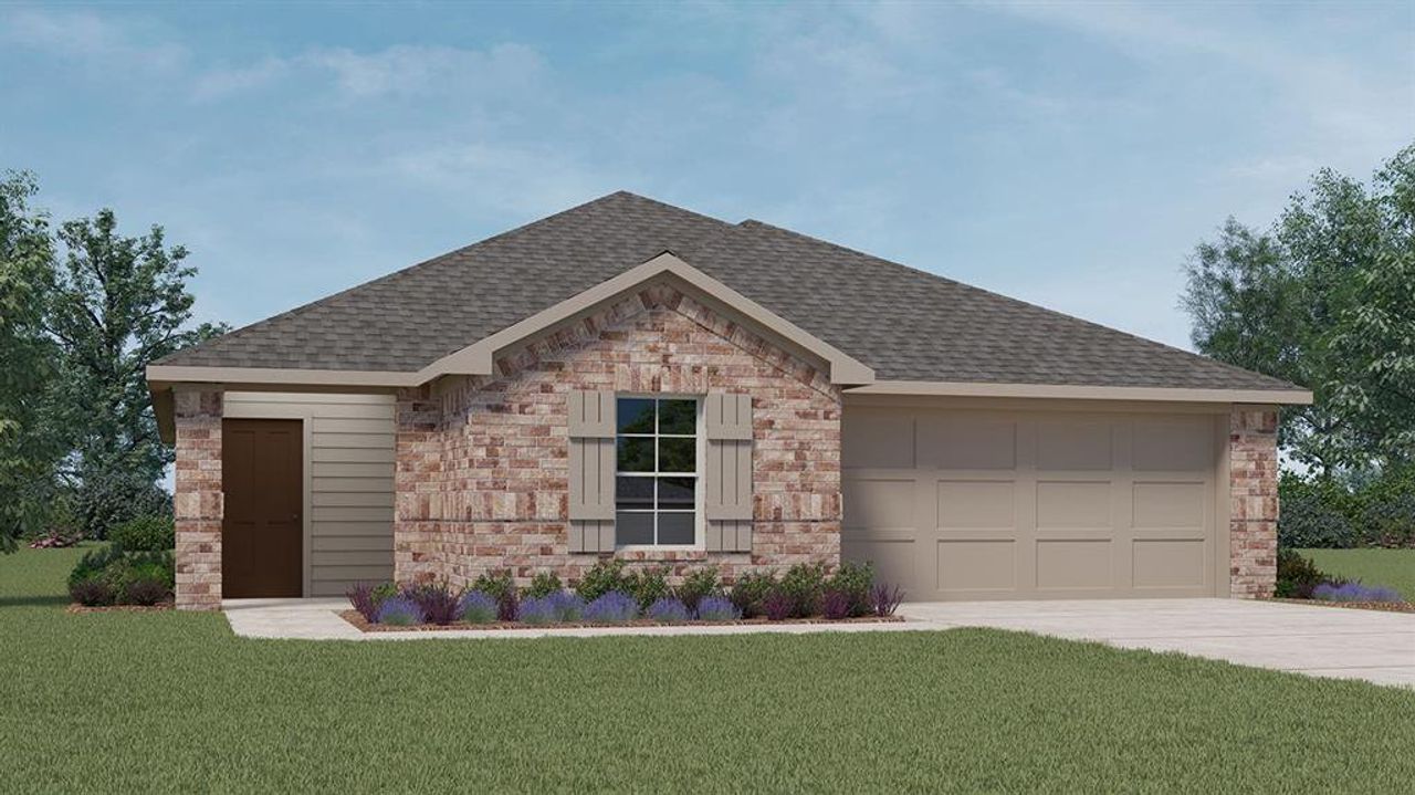 Front exterior of a new home in Stonewyck Farms, Ennis, TX, highlighting curb appeal (Image 2).