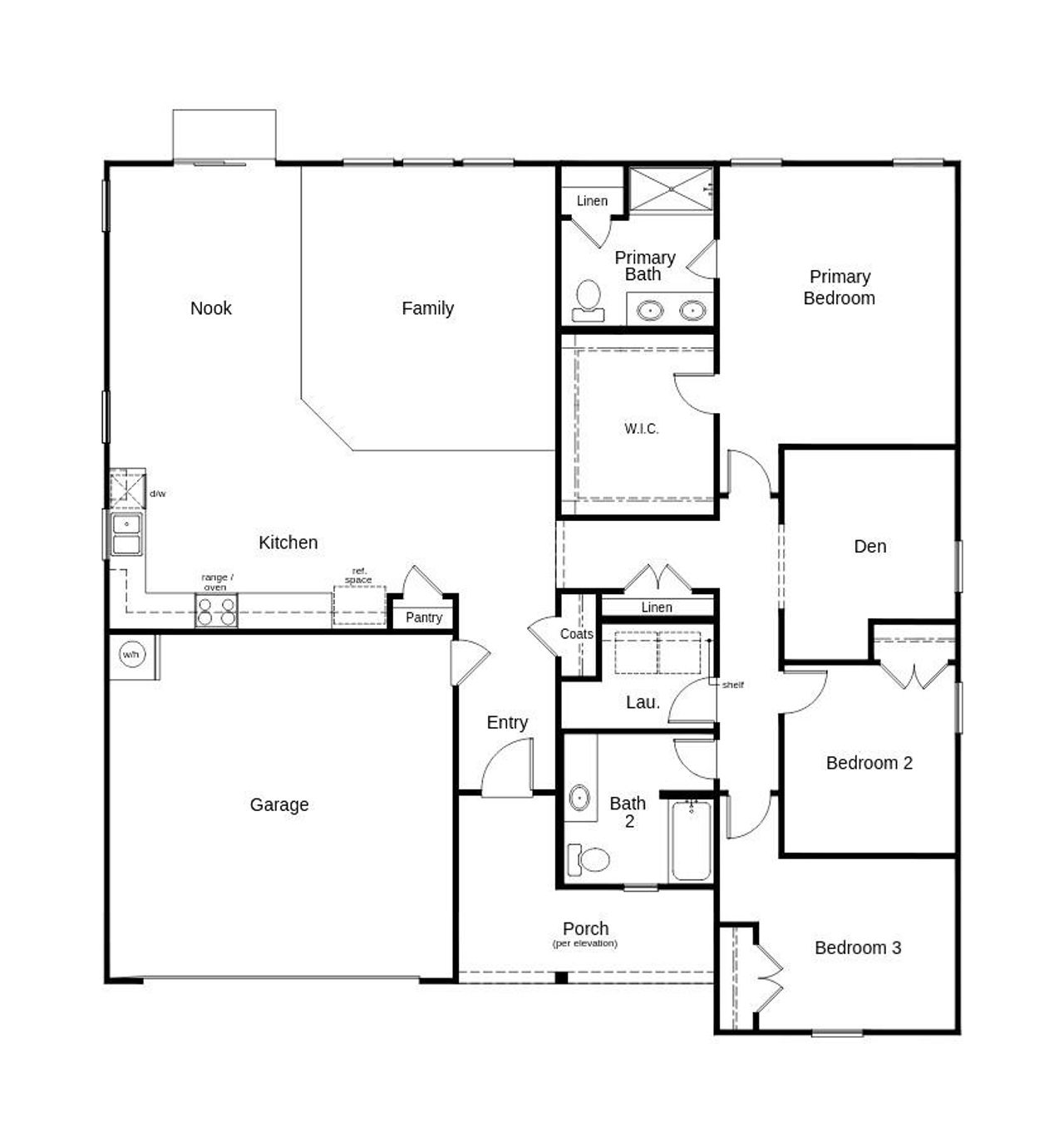 2D floor plan layout of this home in Elyse Meadows, Lillington, NC (Image 2). 2D floor plan layout of this home in Elyse Meadows, Lillington, NC (Image 2).