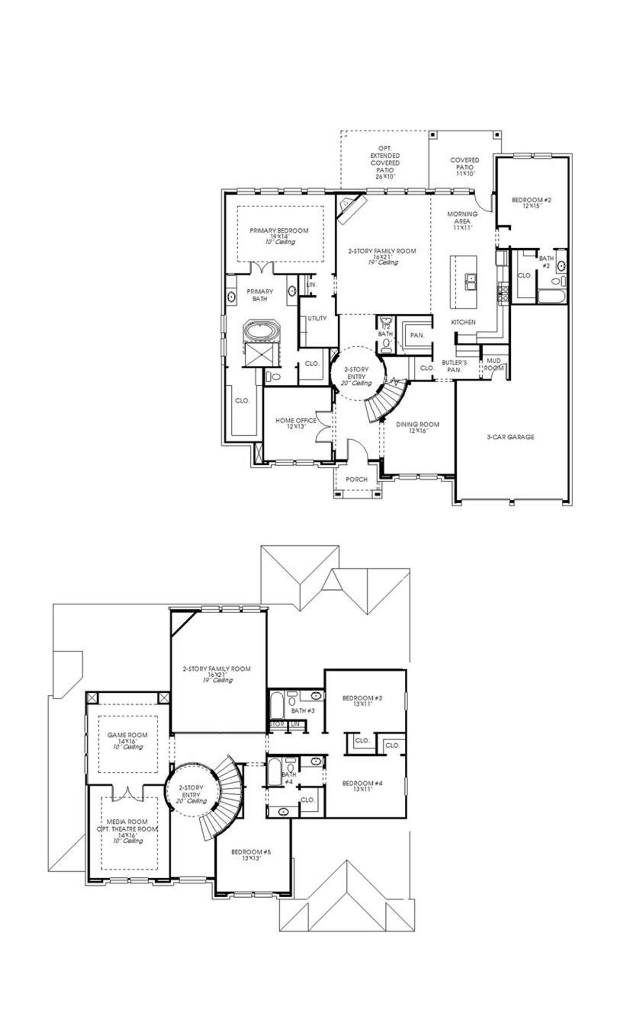 2D floor plan layout of this home in Parkside on the River West, Georgetown, TX (Image 2).