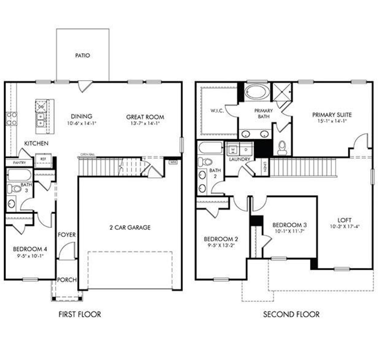 2D floor plan layout of this home in Manning Mill, Adairsville, GA (Image 2).
