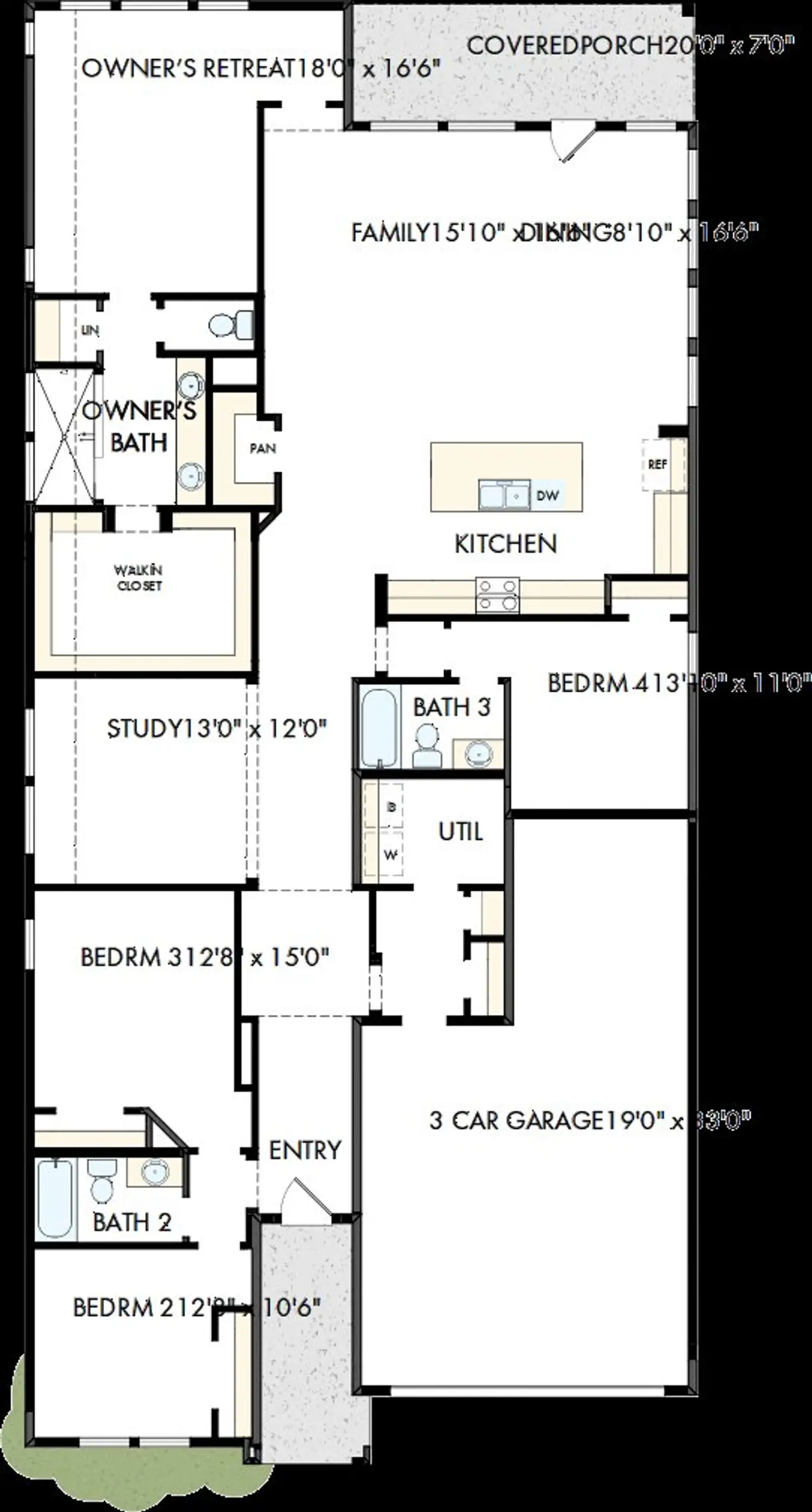 2D floor plan layout of this home in The Grand Prairie - Retreat Collection, Hockley, TX (Image 2). 2D floor plan layout of this home in The Grand Prairie - Retreat Collection, Hockley, TX (Image 2).