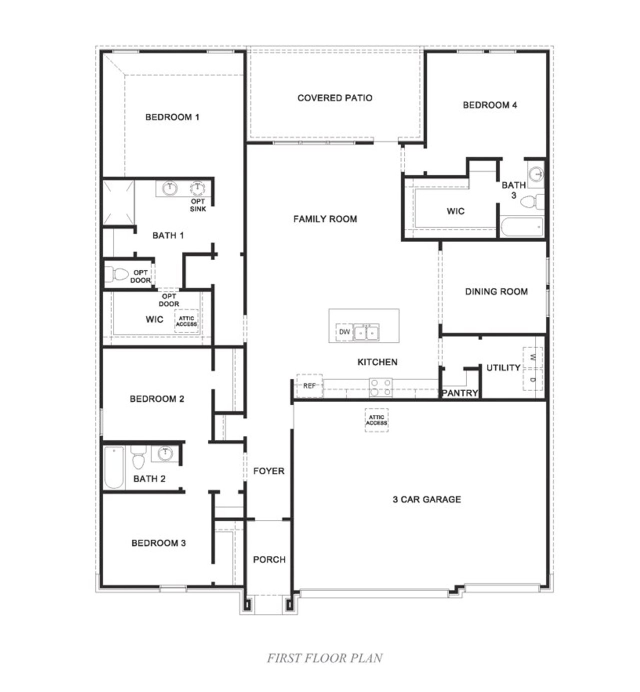 2D floor plan layout of this home in Portland Village, Portland, TX (Image 2).