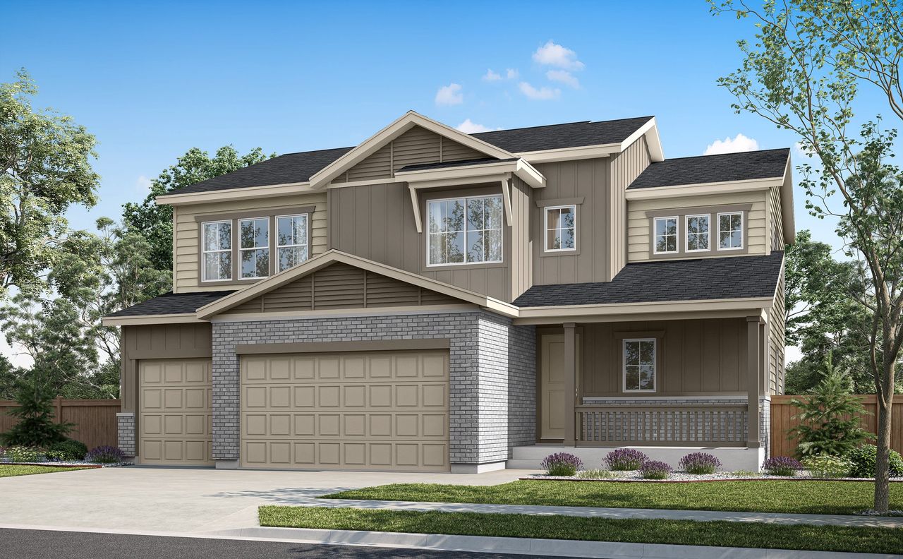 Representative exterior photo of a completed home built from the The Saffron by Tri Pointe Homes in Cordovan, Firestone, CO (Image 2).