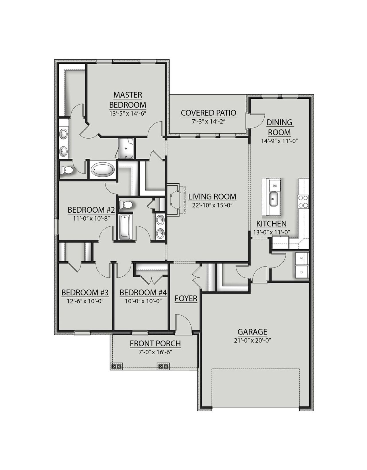 2D floor plan layout for the Rodessa IV G by DSLD Homes in Houston Place, Crestview, FL (Image 2).