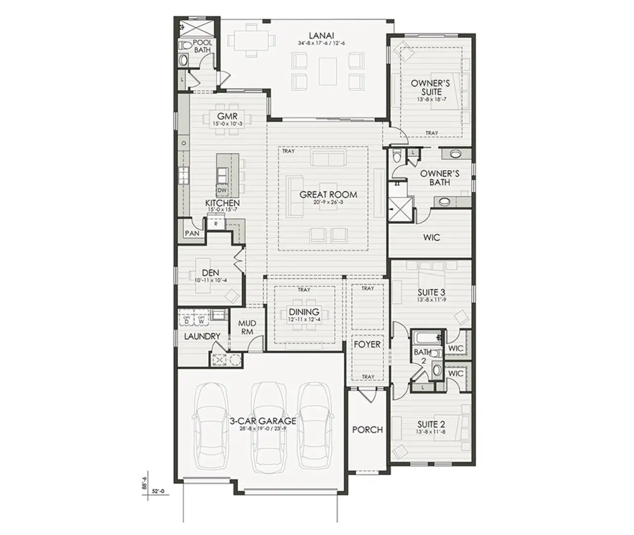 2D floor plan layout of this home in Shellstone at Waterside, Sarasota, FL (Image 2). 2D floor plan layout of this home in Shellstone at Waterside, Sarasota, FL (Image 2).