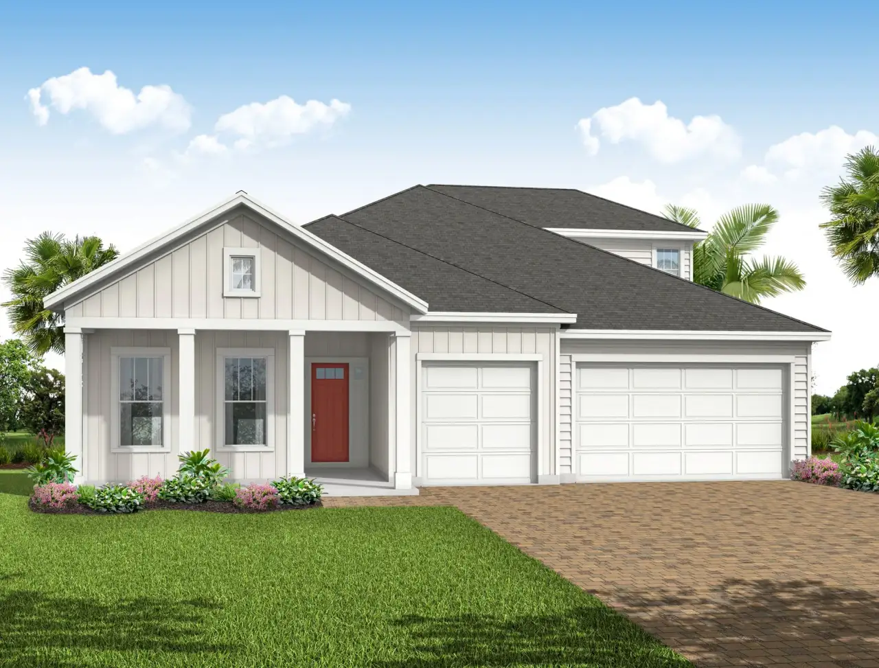 Representative exterior photo of a completed home built from the Creekside by Riverside Homes in Hidden Creek at SilverLeaf Phase 2, St. Augustine, FL (Image 2).