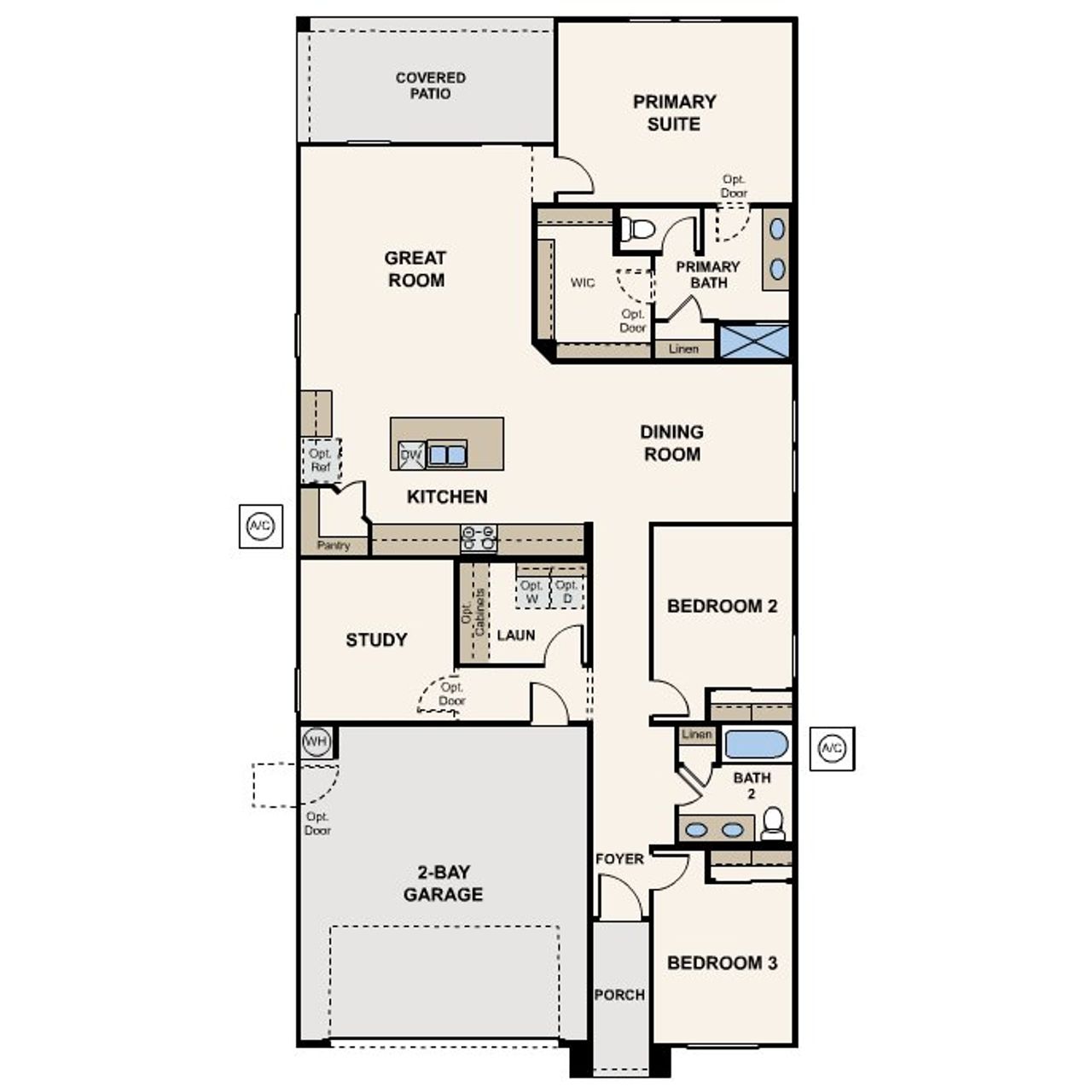2D floor plan layout of this home in Montaña Vista, Buckeye, AZ (Image 2).