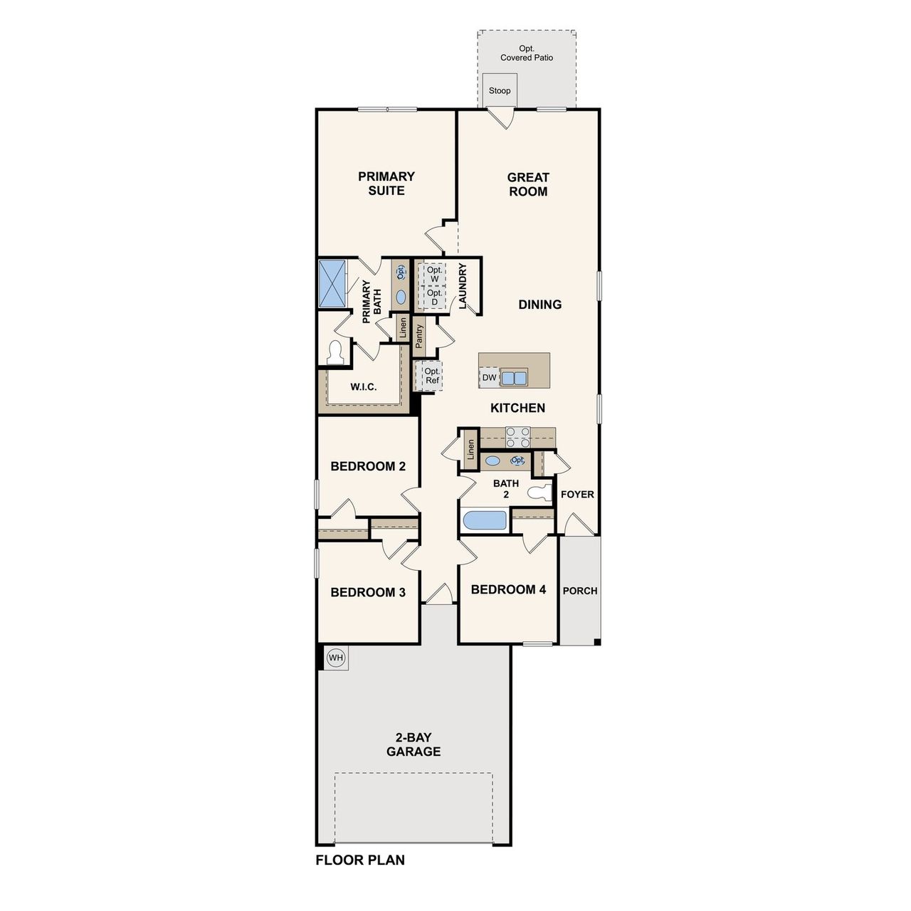 2D floor plan layout for the Fresno by Century Communities in Trinity Ranch, Elgin, TX (Image 2). 2D floor plan layout for the Fresno by Century Communities in Trinity Ranch, Elgin, TX (Image 2).