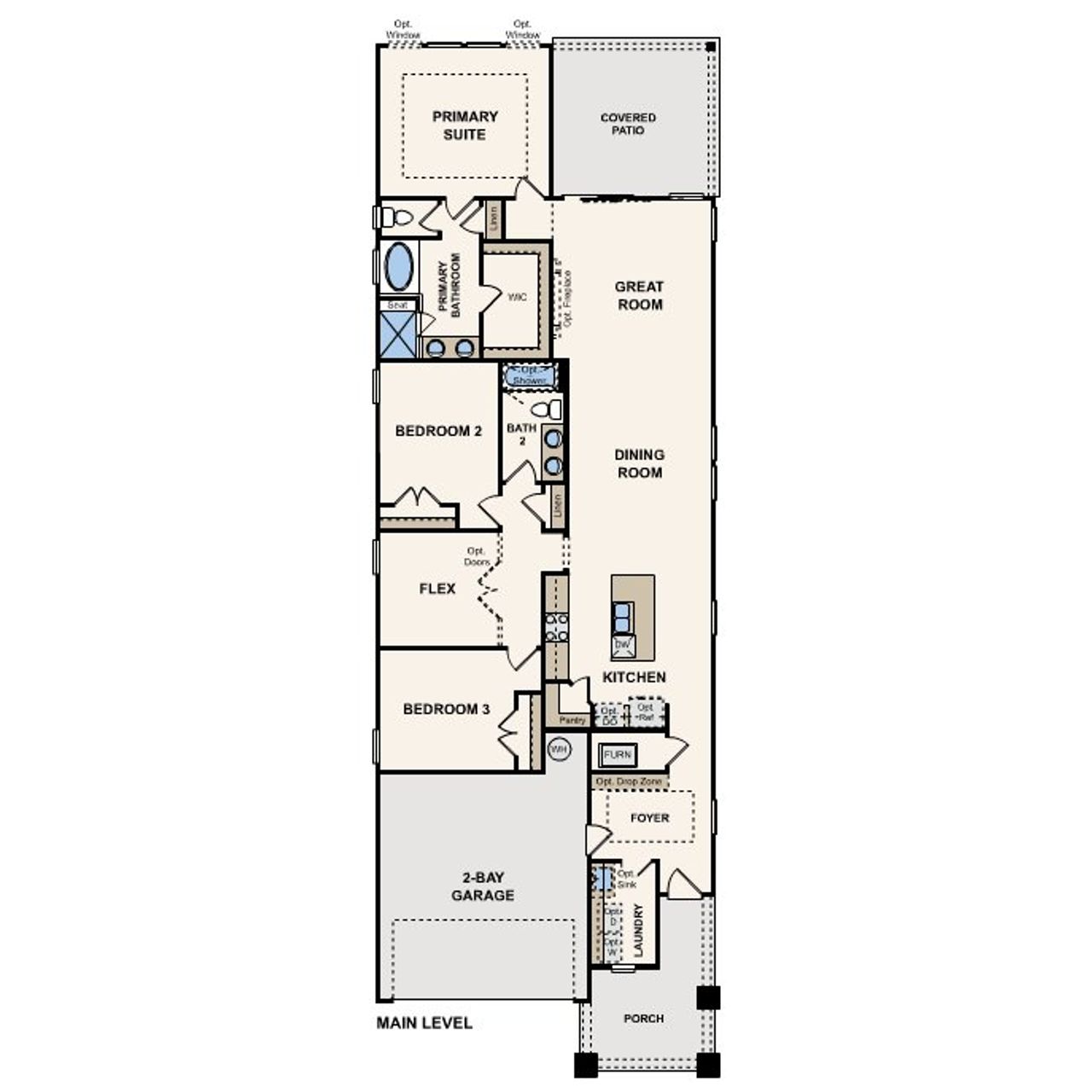 2D floor plan layout of this home in The Preserve at Camden Woods, Kingsland, GA (Image 2).