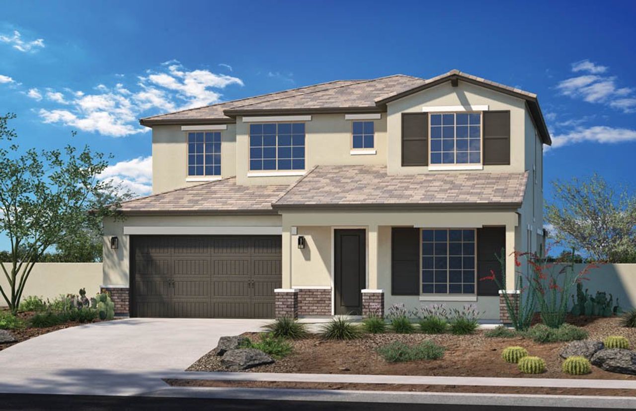 Representative exterior photo of a completed home built from the Plan 2908 by Homes by Towne in Alora at Ironwing, Litchfield Park, AZ (Image 2).