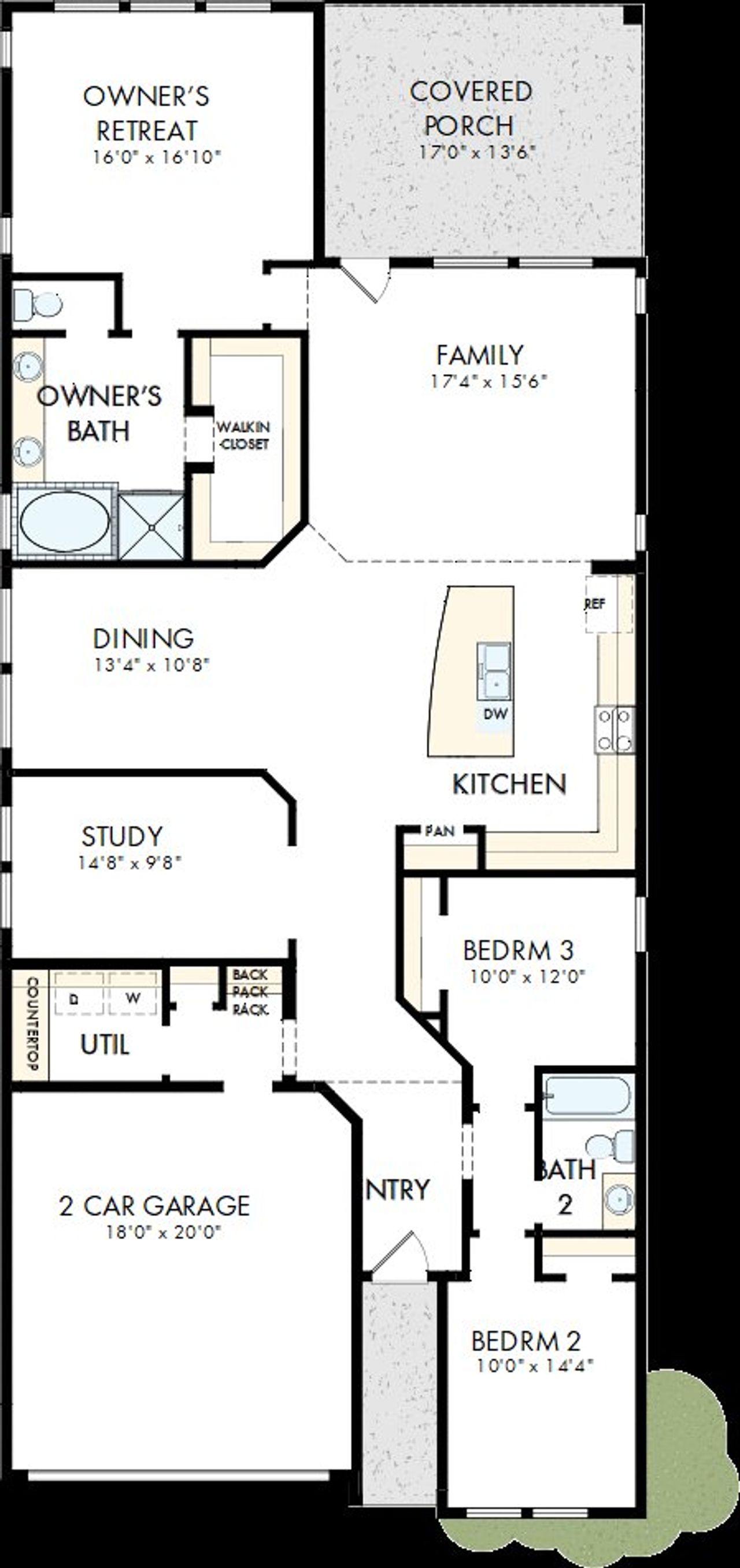 2D floor plan layout of this home in Flora, Hutto, TX (Image 2).