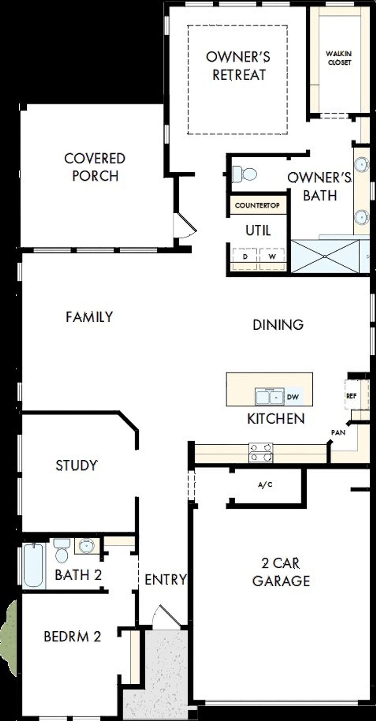 2D floor plan layout of this home in Lanier Landing - Retreat Collection, Gainesville, GA (Image 2).