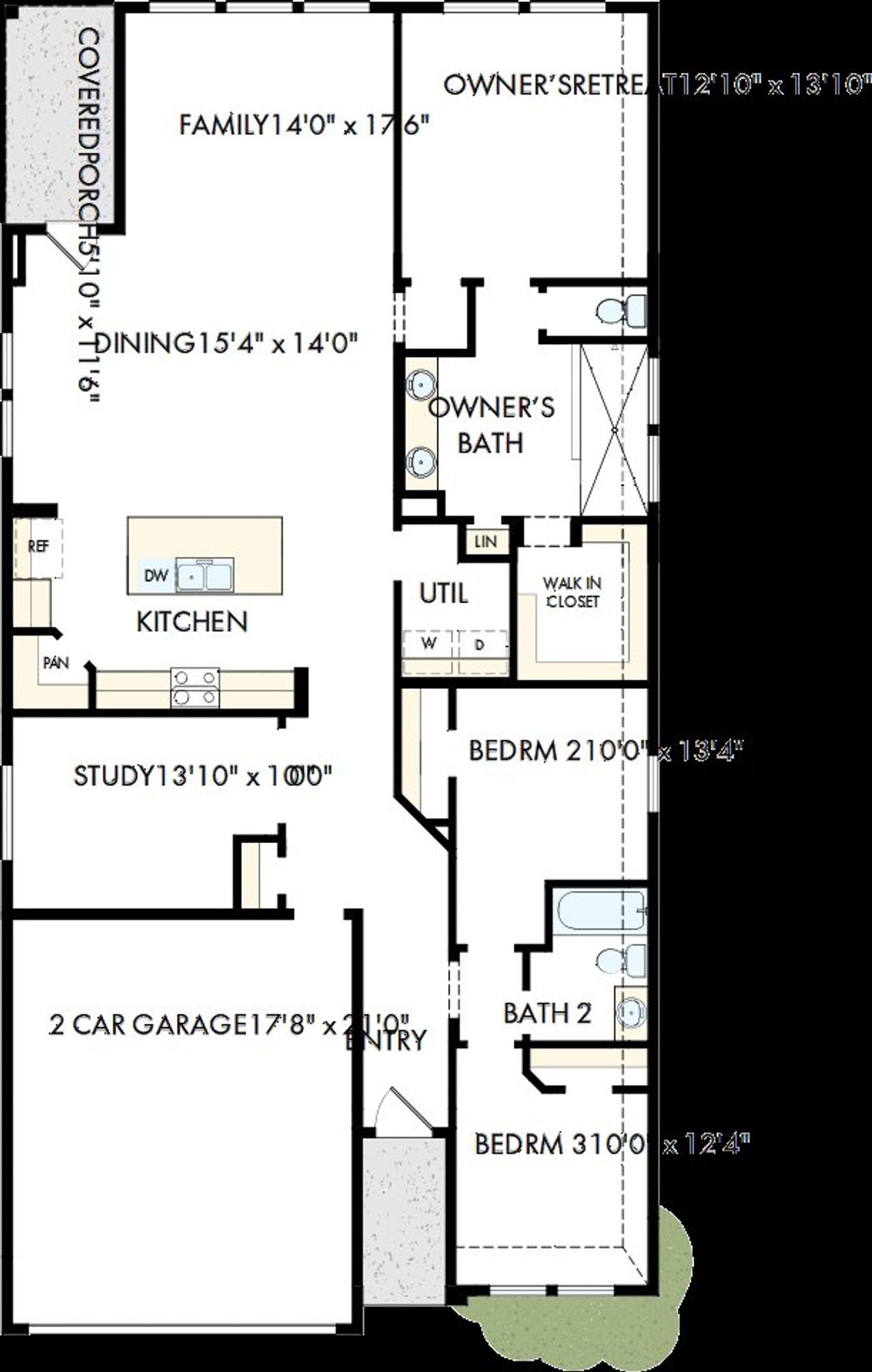 2D floor plan layout of this home in Mayfair - Select Classic Series, New Braunfels, TX (Image 2).
