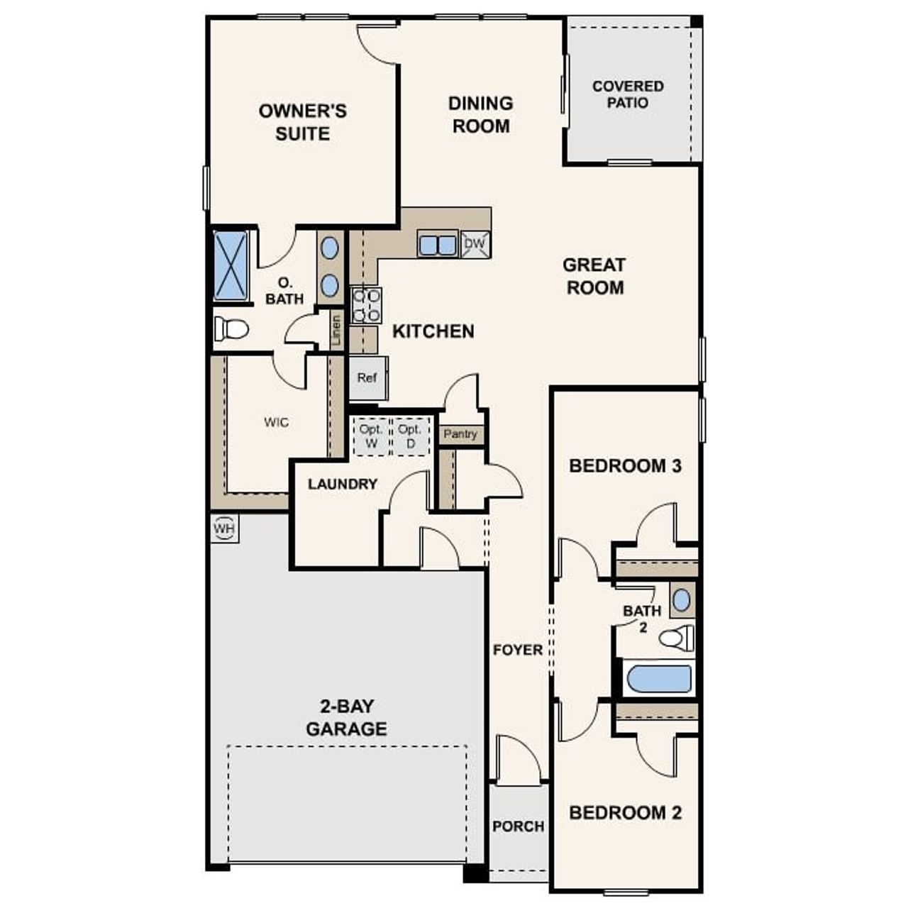 2D floor plan layout of this home in North Fork at Laughlin Ranch, Bullhead City, AZ (Image 2).
