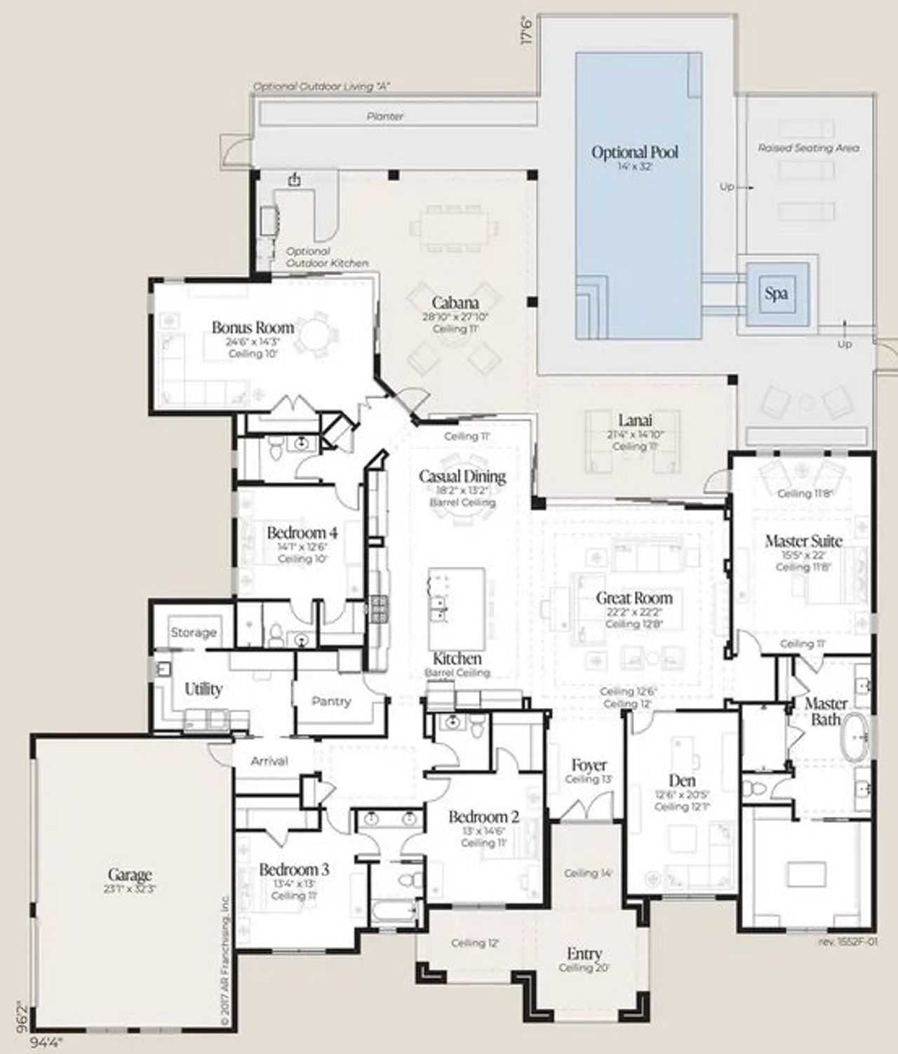 2D floor plan layout for the Salerno by AR HOMES in Kingston, Newberry, FL (Image 2).