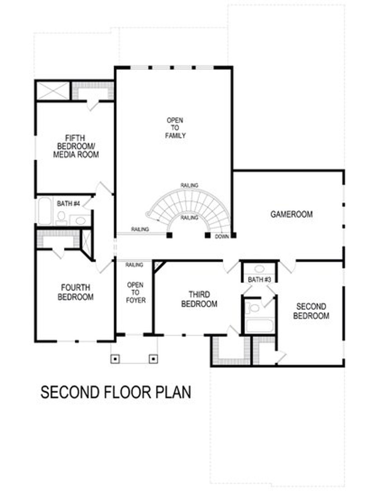 2D floor plan layout of this home in Cambridge Estates - Harwood, Prosper, TX (Image 2).