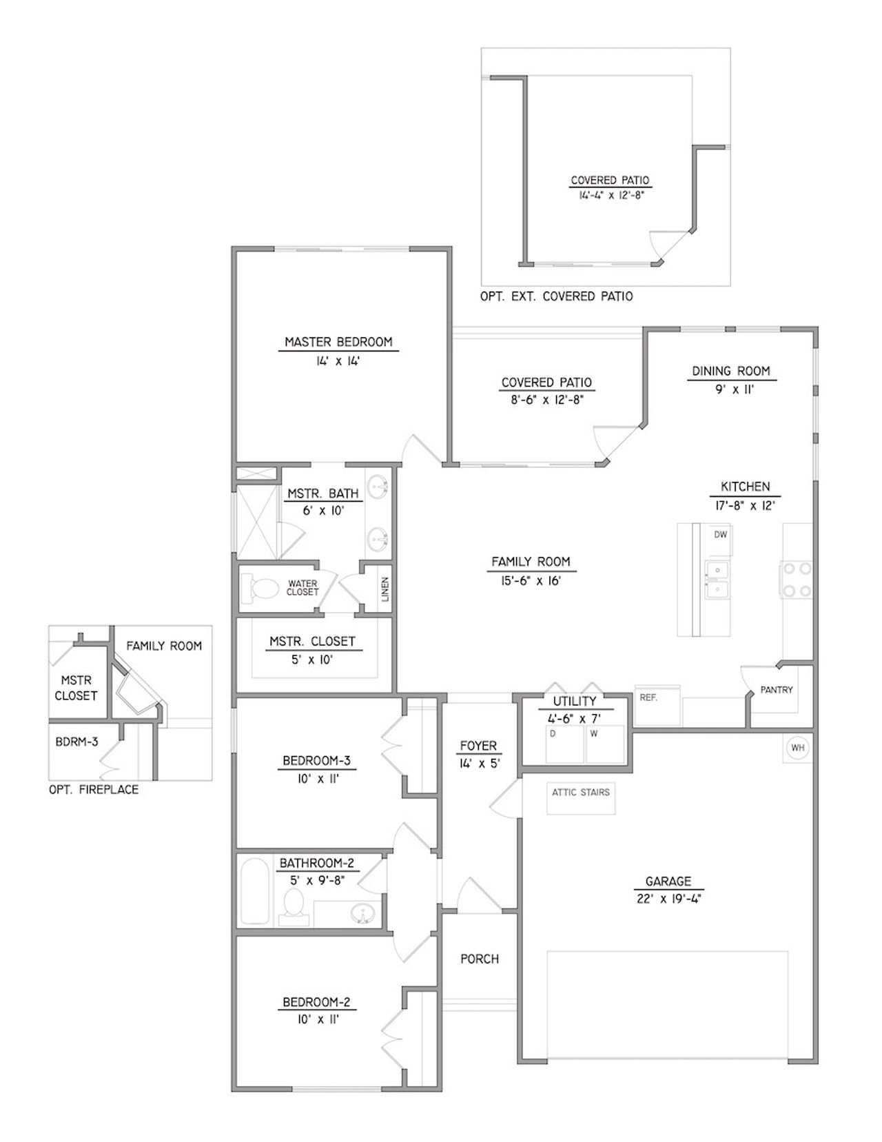 2D floor plan layout for the The Birdie by RED GABLE HOMES in The Gables At Tioga, Tioga, TX (Image 2).