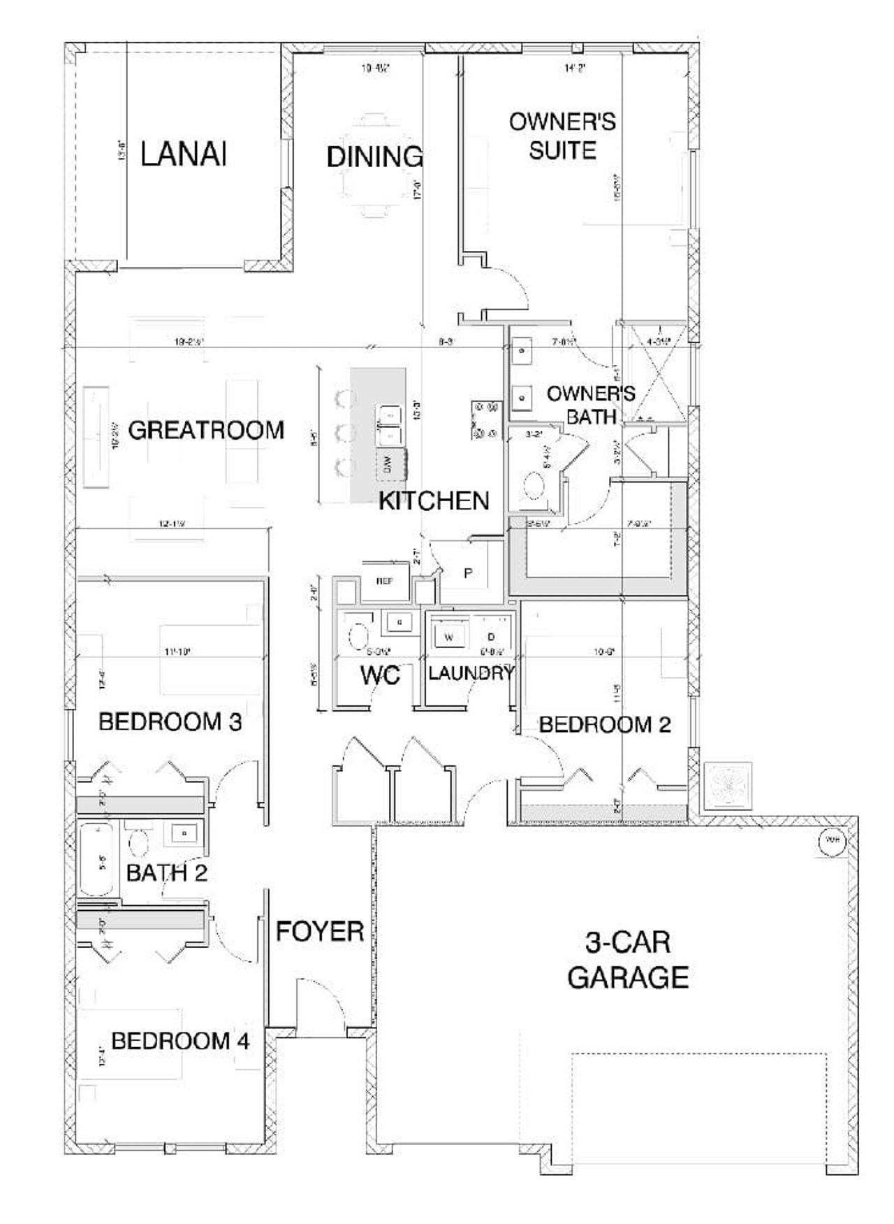 2D floor plan layout for the The Avery by Spire Homes in Southern Hills Plantation, Brooksville, FL (Image 2).