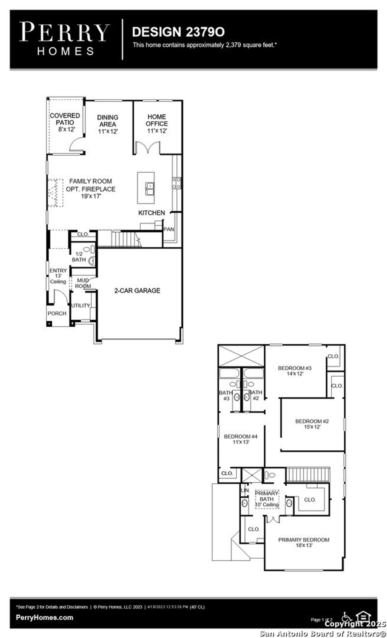 2D floor plan layout of this home in Solms Landing 45', New Braunfels, TX (Image 2).
