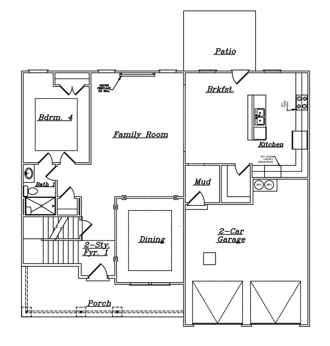 2D floor plan layout for the Juliette - 17252 by Dream Finders Homes in Reserve at Hickory Hills, McDonough, GA (Image 2).