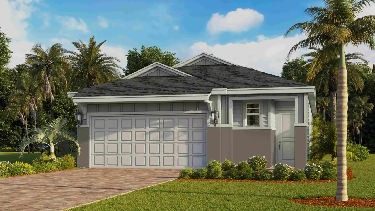 Representative exterior photo of a completed home built from the Jennings by D.R. Horton in Coral Lakes - Tradition & Express, Punta Gorda, FL (Image 2).