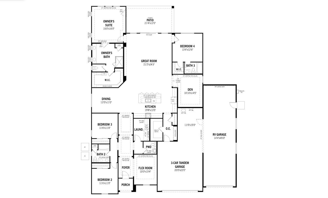 2D floor plan layout of this home in White Tank Vistas, Waddell, AZ (Image 2).