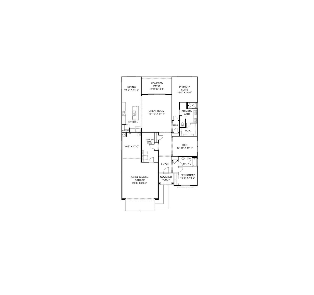 2D floor plan layout for the The Sheridan II A by Davidson Homes LLC in Westwood, Prescott, AZ (Image 2).