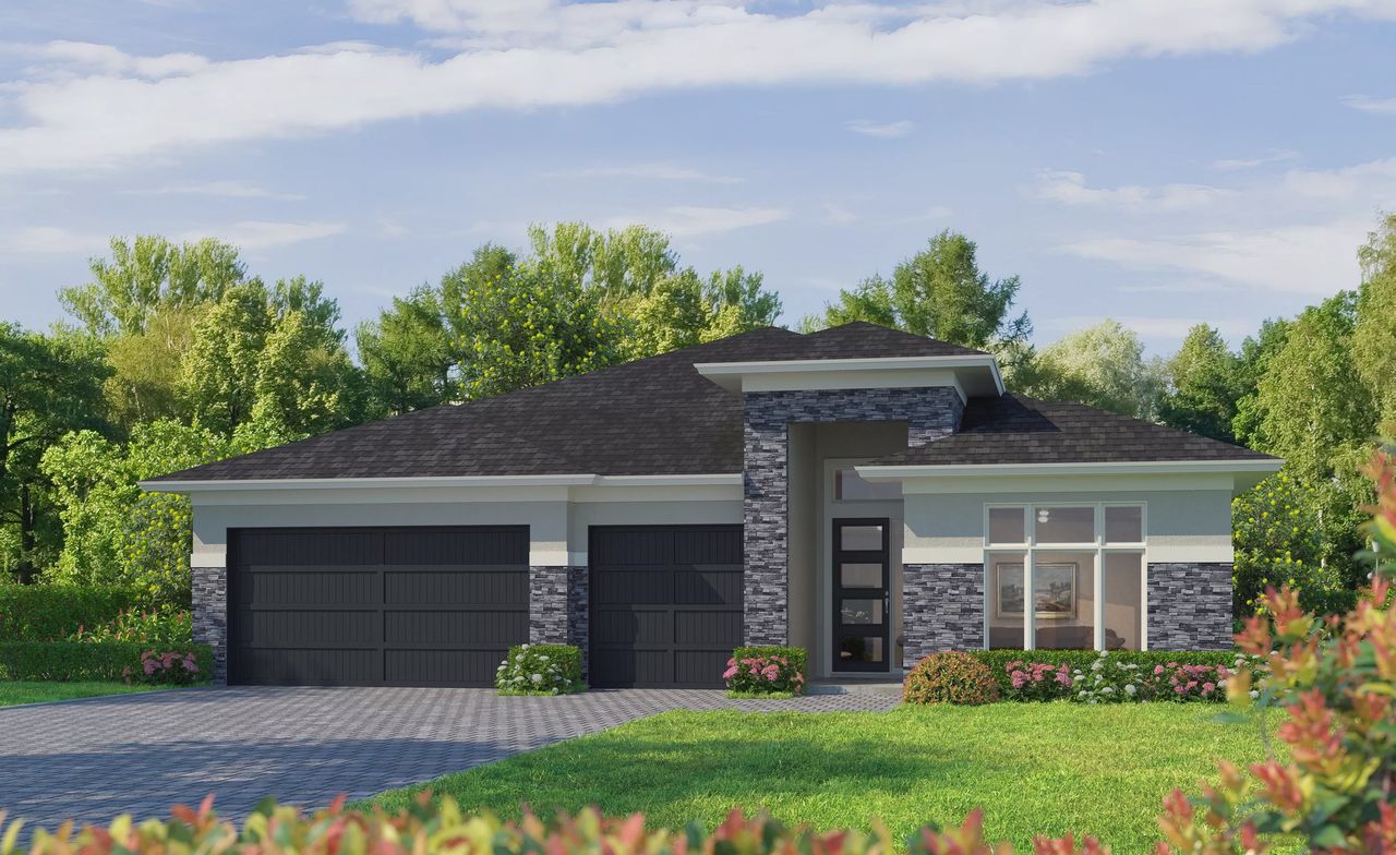 Representative exterior photo of a completed home built from the South Bay by ICI Homes in Wellen Park, Venice, FL (Image 2).