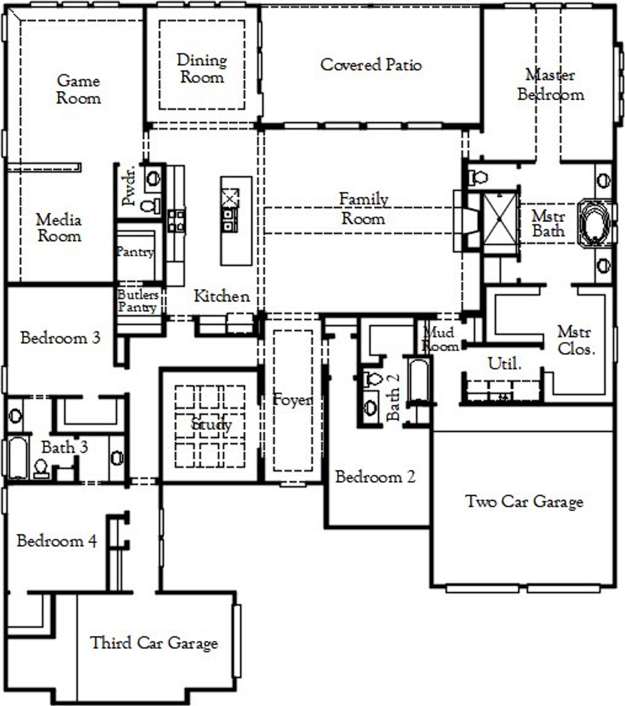 2D floor plan layout of this home in Star Trail, Prosper, TX (Image 2). 2D floor plan layout of this home in Star Trail, Prosper, TX (Image 2).