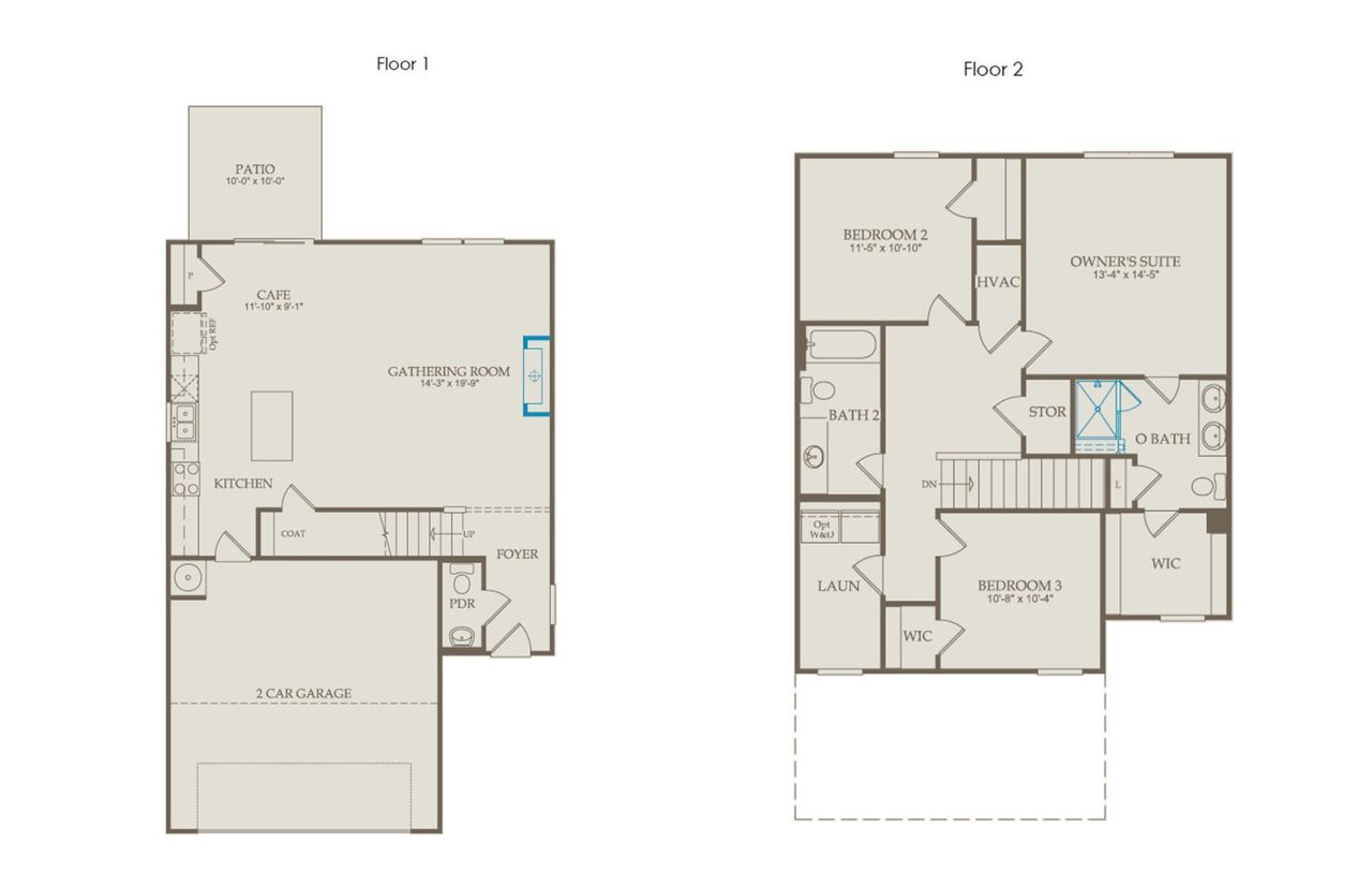 2D floor plan layout of this home in Highlands of Carter's Station, Columbia, TN (Image 2).