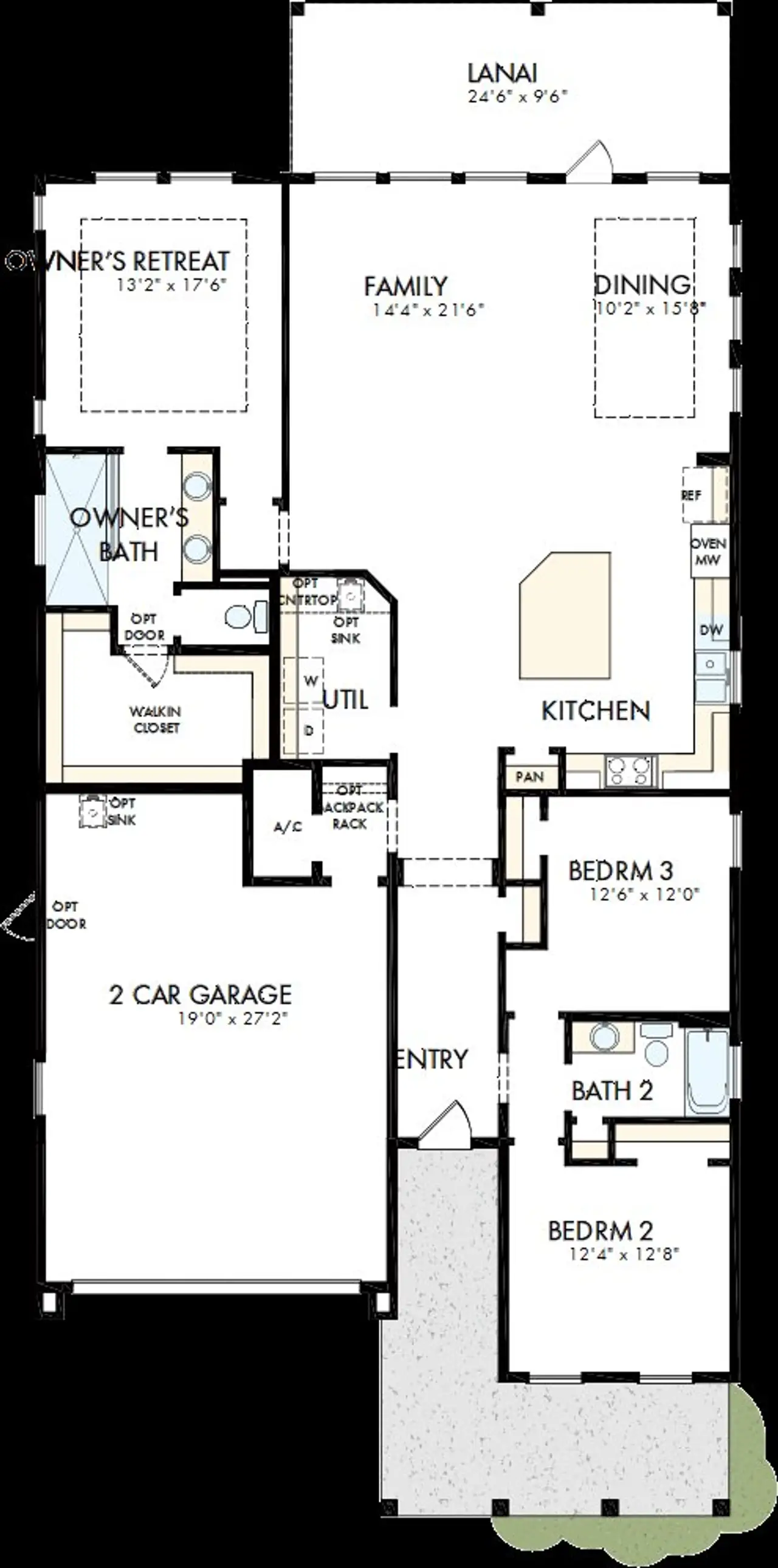 2D floor plan layout of this home in Seven Pines 50' Front Entry, Jacksonville, FL (Image 2).