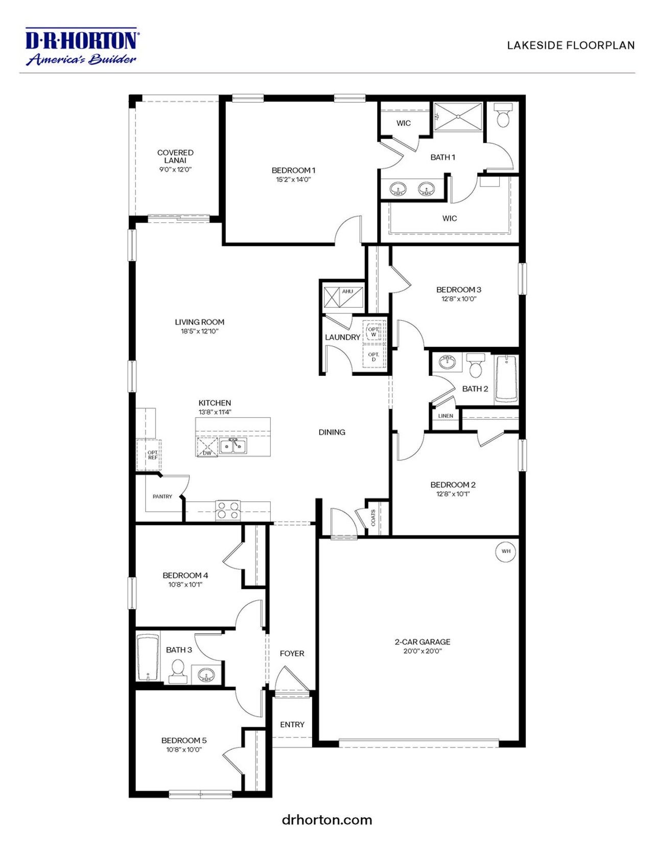 2D floor plan layout of this home in Venetian Grove, Vero Beach, FL (Image 2).